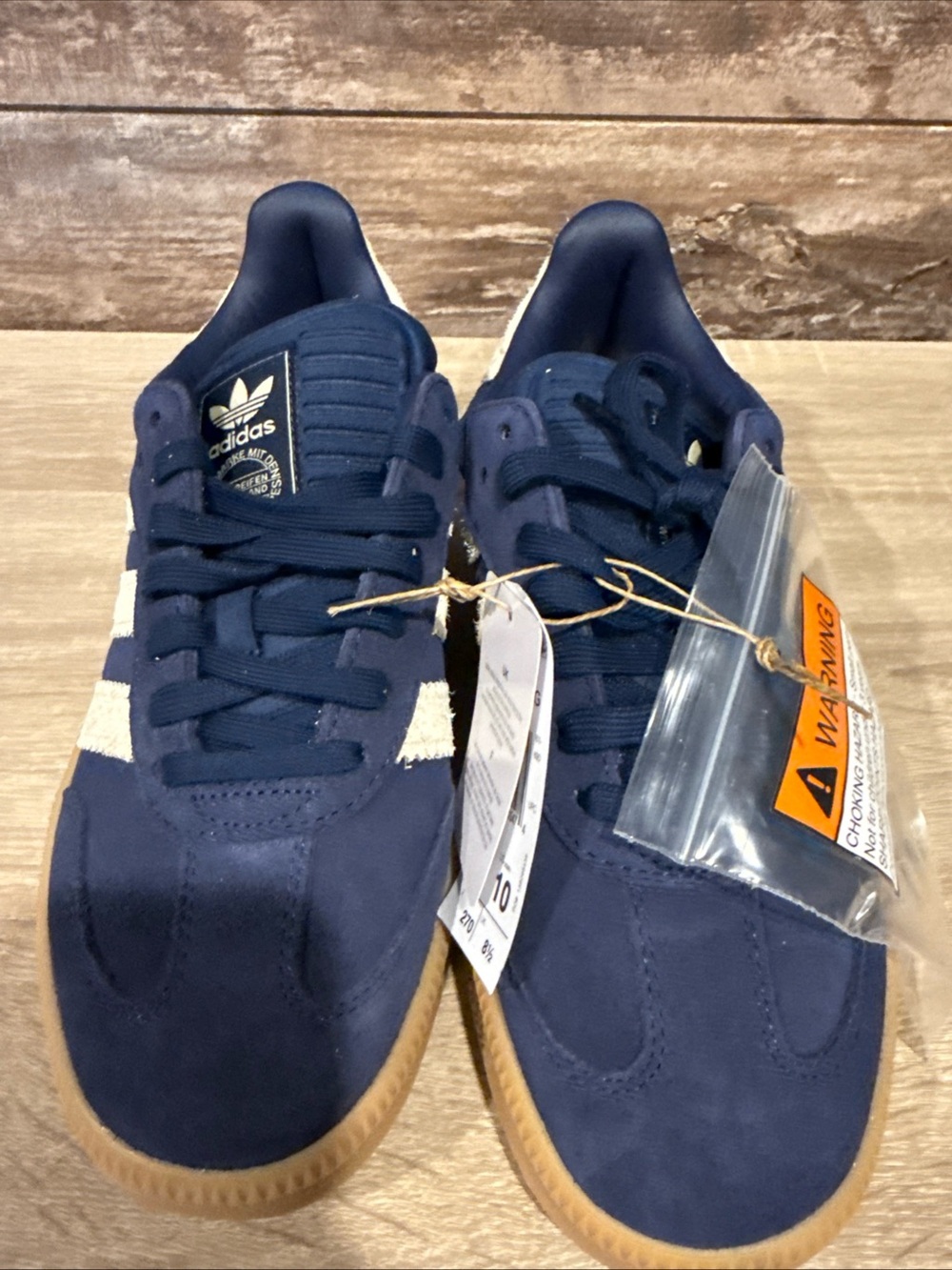 adidas Navy Suede Sneakers with White Stripes and Gum Sole
